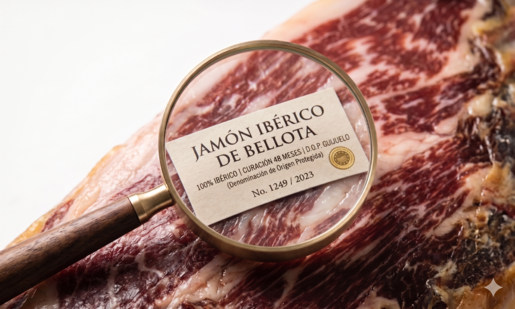 Bodegón cenital de productos alimentarios artesanos españoles con muestras de packaging y notas de diagnóstico de marca