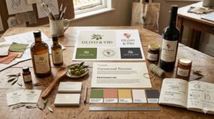 Identidad visual de marca alimentaria con logotipo, etiquetas y packaging coordinados