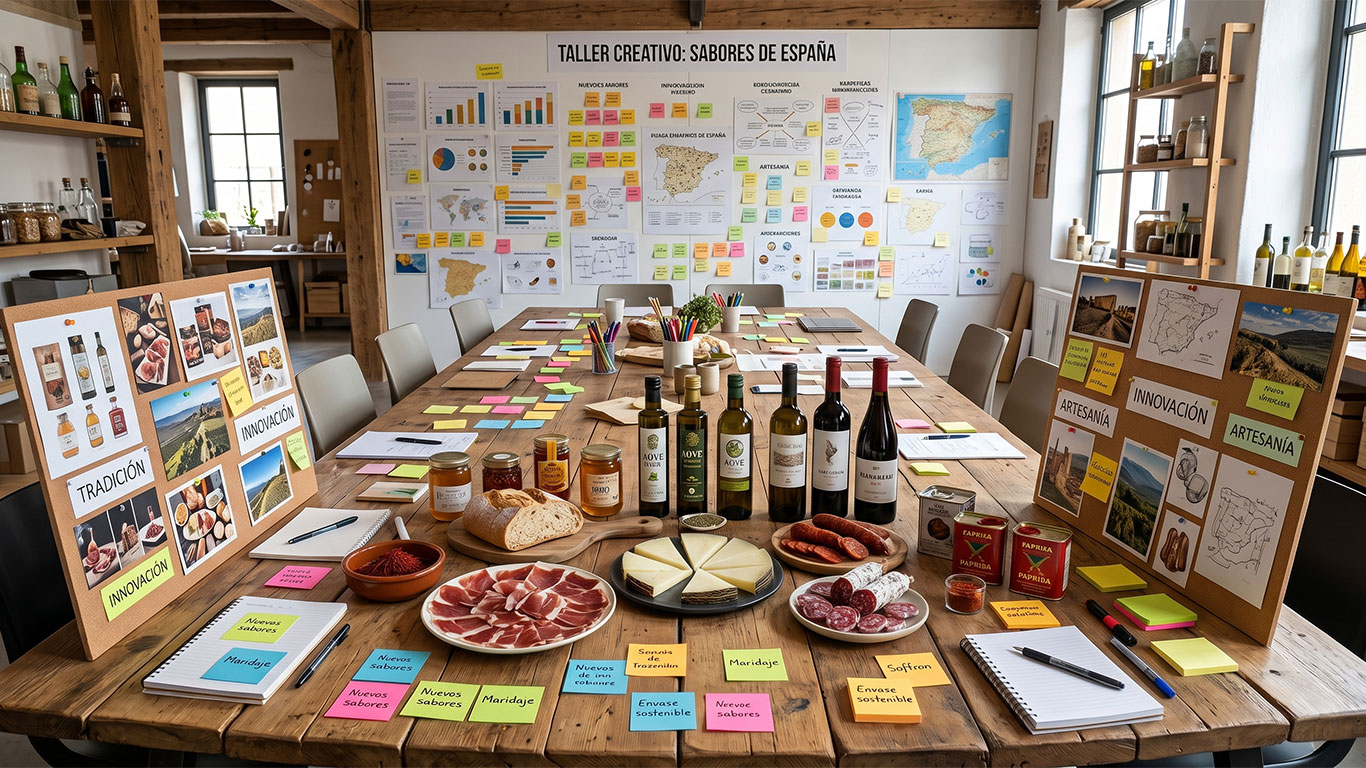 Sesión de trabajo estratégica Visualfood Lab con productos alimentarios y equipo de marketing