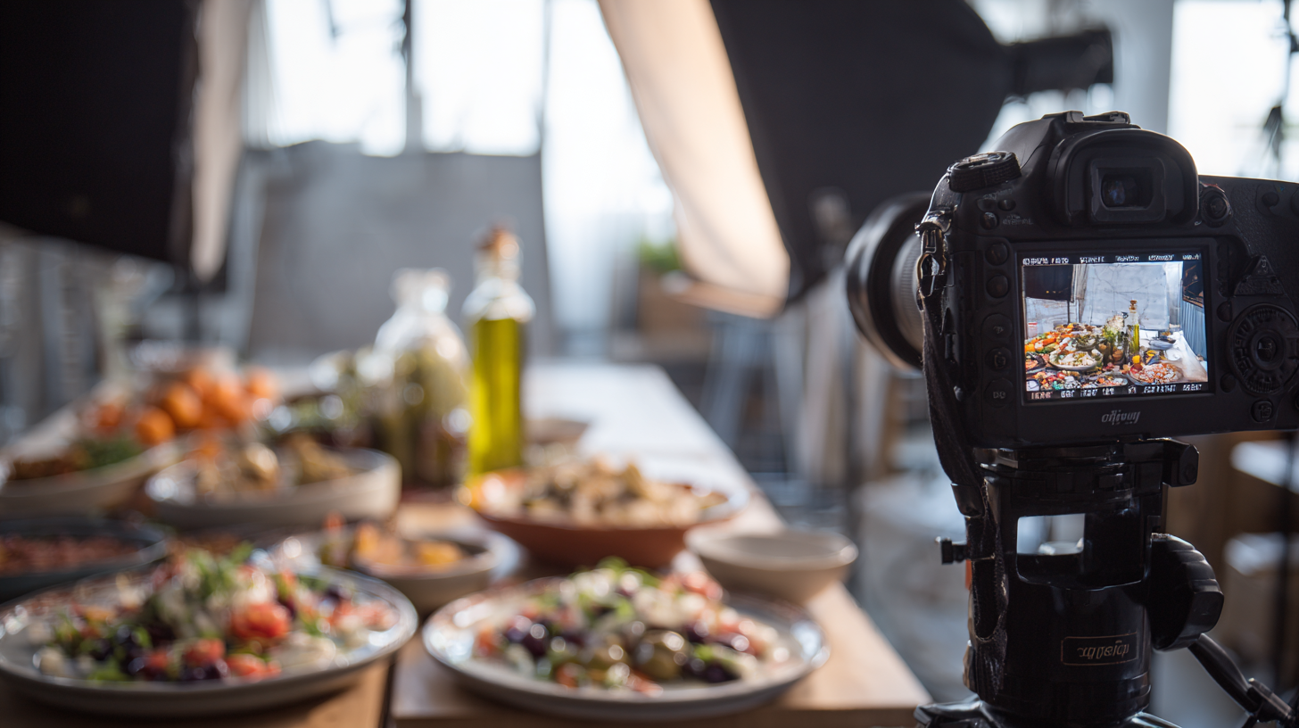 Sesión de fotografía gastronómica profesional con productos alimentarios mediterráneos
